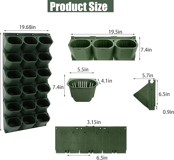 Self Watering Wall Planter | 36 Pots Vertical Garden Planter for Indoor Plants | Wall-Mounted Stackable wall planter | Hanging Plant Flower Pot Holder | 10.56 Fl Oz Each Individual Pot | Army Green