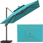 10x13FT Cantilever Outdoor Patio Umbrellas, Double Top Large Rectangle Umbrella, Heavy Duty 360° Rotation Offset Outdoor Sun Shade Umbrella for Garden Deck Pool Backyard Patio, Turquoise