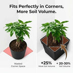 6-Pack 7'' Square Planters with Built-in Drainage Tray – Heavy-Duty Black Plastic Planter with Drainage Hole and Bottom Stopper, BPA-Free Plant Pots Matte Finish for Indoor Outdoor