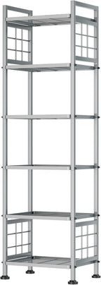 GIOTORENT 6-Wire Standing Storage Shelf, Metal Shelving Unit Pantry Rack for Laundry Kitchen Bathroom Organizer(Silver)