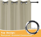 HolidayIdeas Outdoor Curtains for Patio Waterproof, 2 Panels - 84 x 95 Inch - Privacy Protection & Light Filtering Curtains Grommet Outside Curtains for Porch, Gazebo, Pergola, Backyard (Taupe)