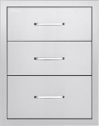 VEVOR Outdoor Kitchen Drawers 18.11" W x 23.23" D x 23.23" H, Triple-Access Stainless Steel Modular Drawer Cabinet with Handles, BBQ Island Drawer for Outdoor Kitchen or BBQ Island Patio Grill Station
