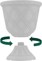 Arcadia Classic Decorative Garden Pot Planter for Indoor Plants, White, 10 x 11" Lattice Plastic Garden Urn