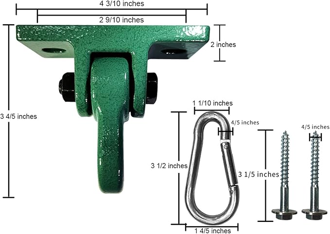 Heavy Duty Green Swing Hangers Screws Bolts Included Over 5000 lb Capacity Playground Porch Yoga Seat Trapeze Wooden Sets Indoor Outdoor 2 Pack