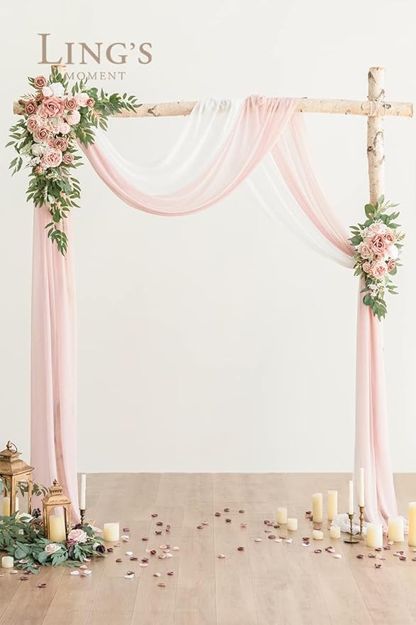 Artificial Flowers Wedding Arch Kit, Dusty Rose and Cream, 4 Pieces