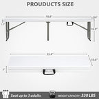 6ft Plastic Folding Bench with Carrying Handle & Lock, Portable Outdoor Bench in Garden Picnic Camping Dining Party Seat, Waterproof Bench for Soccer Activities, Firm and Durable (2Pack C)