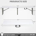 Folding Bench, 6 ft Plastic Outdoor Bench with Handle and Lock, Brown