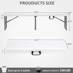Folding Bench, 6 ft Plastic Outdoor Bench with Handle and Lock, Brown
