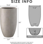 Kante 24 Inch Tall Round Concrete Planter, Large Indoor Outdoor Plant Pots with Drainage Hole and Rubber Plug, Modern Decorative Garden Pots for Home Patio Porch, Weathered Concrete