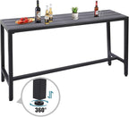 Outdoor Bar Table, Patio Console Pub Height Table with Powder Coated Steel Frame, Weather Resistant Waterproof Top for Hot Tub, Balcony, Garden, Yard, Poolside