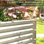 FRIZIONE 2pcs Tall 8x3x1.5ft Galvanized Raised Garden Bed Outdoor,Steel Garden Bed for Vegetables,Above Ground Garden Box for Flower,Metal Raised Beds for Gardening