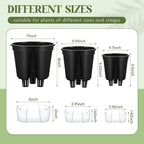 Self Watering Pots for Indoor Plants with Deep Reservoir and High Drainage Holes for Outdoor Plants and Flowers, Bare Root Planter(4.72'', 5.91'', 7.09'',Black,9 Pcs)