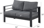 Wisteria Lane Patio Furniture Aluminum Loveseat, All-Weather Outdoor 2 Seats Sofa Couch, Gray Metal Chair with Dark Grey Cushions