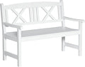 Outsunny 2-Seater Wooden Garden Bench, 4FT Outdoor Patio Loveseat with Unique X-Shape Back for Yard, Lawn, Porch, White