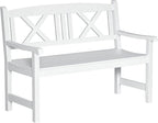 Outsunny 2-Seater Wooden Garden Bench, 4FT Outdoor Patio Loveseat with Unique X-Shape Back for Yard, Lawn, Porch, White