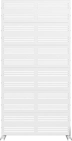 Casaphoria 72" H x 35" W Metal Privacy Screen, Outdoor Freestanding Decorative Divider for Patio, Deck, Balcony, and Garden with Stable Base, White-Harold