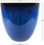 Gardener Select® Egg Planter, Modern Indoor & Outdoor Decorative Flower Pot, 16.8in Diam x 18in H - Blue