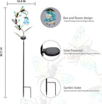 Bshine Solar Flower Outdoor Waterproof Bee Lights, Valentine's Day Garden Decorative Metal Stake Bee Hanging Flower, Yard Decorations Outdoor Patio, Courtyard, Pathway and Lawn Ornaments
