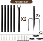 2 Pack String Light Poles for Outside, Thickened Metal Lights Hanger Pole Outdoor with Fork, Lighting Hanging Post Accessories for Patio Decor Garden Backyard Yard Front Porch Outside Decorations