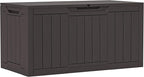 YITAHOME 100 Gallon Resin Deck Box, Weather Resistant Outdoor Storage Box, Lockable Indoor Outdoor Storage for Supplies and Essentials, Dark Brown