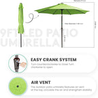 JEAREY 9FT Outdoor Patio Umbrella with Solar Lights, LED Lighted Pool Umbrella with Tilt and Crank, Outdoor Table Umbrellas for Deck, Yard & Market (Grass Green)