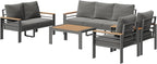 Aoxun Aluminum Outdoor Patio Furniture Set, 5 Seats Outdoor Sectional with Coffee Table, Patio Conversation Sets with Upgraded Armrests and Cushions for Backyard, Garden and Poolside