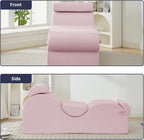 ijuicy Sleek Chaise Lounge Chair for Exercise, Indoor Lounger with Headrest, Waist Cushion, Movable Footrest, Side Pockets, Non-Slip Bottom, High Density Sponge, Pink