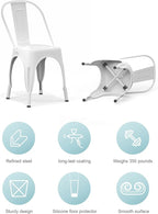 Nazhura Metal Dining Chair Farmhouse Tolix Style for Kitchen Dining Room Café Restaurant Bistro Patio, 18 Inch, Stackable, Waterproof Indoor/Outdoor (Sets of 4) (White)