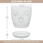 Oairse 6 inch Orchid Pots with Holes, White Ceramic Orchid Pot for Repotting Small Indoor Plant Pots with Drainage Holes and Saucers Decorative Flower Planter for Orchids, Indoor Plant