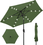 Best Choice Products 7.5ft Outdoor Solar Market Table Patio Umbrella for Deck, Pool w/Tilt, Crank, LED Lights - Fern