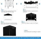 OASISHOME One Push Setup Pop-up Gazebo Portable Canopy Tent 10'x10', with 4 Sidewalls,Wheeled Bag,Waterproof, UV Protection, Heavy-Duty Steel Frame for Patio/Outdoor/Wedding Parties and Events (Black)