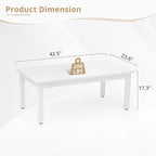 LUE BONA Outdoor Coffee Table, HDPS White Patio Coffee Tables for Outside Rectangle, Adjustable Levelling Feet/Weather Resistant, Patio Table for Deck, Pool, Balcony, Indoor or Outdoor Use