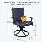 Grand patio 2-Piece Outdoor Dining Chair Set, 2 Leather-Look Wicker 360-Degree Swivel Patio Chair, Blue