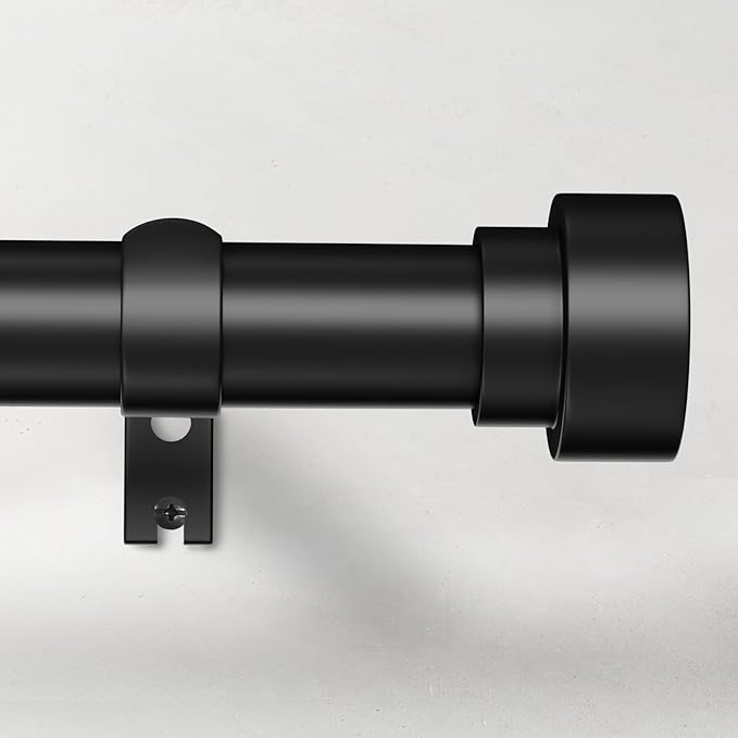 Time Forest Curtain Rods for Windows 32 to 240, 1 Inch Adjustable Black Heavy Duty Long Window Outdoor Curtain Rod for Patio, Modern Drapery Rods with Simple End Caps, Size 32"-240"