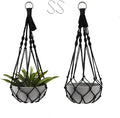 Artilady Black Plant Hanger Macrame Hanging Planter for Indoor Boho Plants Holder with Hooks Hanging Plant Basket Outdoor Window Wall Plants Home Decor (Black Macrame-2pcs)