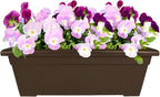 The HC Companies 28 Inch Romana Planter Box with Drainage Plug, Lightweight UV-Resistant Plastic Outdoor Planters, 1-Pack Flower Box for Garden, Patio, Balcony, and Fence, Chocolate