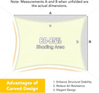 Artpuch Waterproof Sun Shade Sail, 10'x10' Cream Rectangular, UV Resistant Rain Canopy, Curved Edges Shade Cloth for Outdoor Patio, Deck, Yard (Customizable)