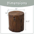 Side Table, Concrete Tree Stump Design, 16.5-Inch Tall Garden Stool