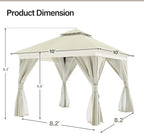 LAUSAINT HOME Semi-Permanent Outdoor Patio Gazebo 10'x10', Heavy Duty Party Tent Shelter with Double Roofs, Mosquito Nettings and Privacy Screens for Backyard, Garden, Lawn, Cream White