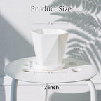 InmeRun Plant Pots Indoor Plastic Flower Pots Outdoor 7 inch Set of 12 Pack with Drainage Holes and Saucers for Garden Pots (7 in 12 White)