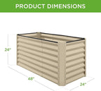 Best Choice Products 4x2x2ft Outdoor Metal Raised Garden Bed, Deep Root Box Planter for Vegetables, Flowers, Herbs, 119 Gallon Capacity, 100% Non Toxic Materials - Beige