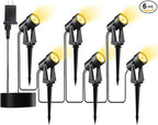 Low Voltage Landscape Lighting,6 Pack Outdoor LED Landscape Spotlights with Transformer 27V Garden Lights Pathway Lights IP65 Waterproof 3000K Warm White