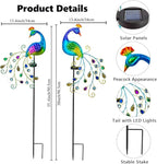 DREAMSOUL 2 Pack Peacock Solar Lights Outdoor, Waterproof Metal Peacock Outdoor Solar Lights for Yards Pathway Lawn Decoration Peacock Gifts