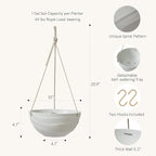 La Jolie Maison 10 Inch Hanging Planters for Indoor Plants, Outdoor Garden Planter Pots with Self-Watering Tray, Oatmeal, Set of 2