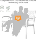 Grand patio 50" Garden Bench, Outdoor Benches with Anti-Rust Metal Powder Coated Frame, Patio Bench for Front Porch Park Outside Furniture Decor,White