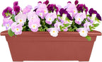The HC Companies 28 Inch Romana Planter Box with Drainage Plug, Lightweight UV-Resistant Plastic Outdoor Planters, 1-Pack Flower Box for Garden, Patio, Balcony, and Fence, Clay