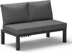 Aluminum Outdoor Patio Sofa Set, 2 Seats Modular Sectional Reclining Loveseat Sofa with Adjustable Backrest & Removable Cushions, All-Weather Conversation Sets for Garden & Yard, Graphite