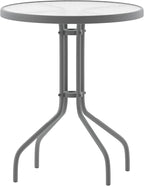 Flash Furniture Bellamy 23.75'' Round Tempered Glass Metal Table, Silver