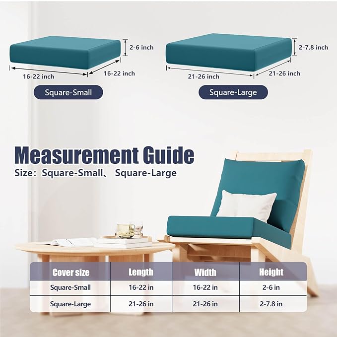 Cushion Covers 8-Pack Stretch Fit, Petrol Blue, Large and Small Sizes