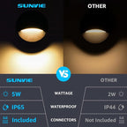 SUNVIE 5W LED Low Voltage Deck Lights with Fastlock2 Wire Connectors 12-24V AC/DC Low Voltage Landscape Lighting 3000K Warm White Step Lights Outdoor IP65 Waterproof for Deck Steps Fence Post, 12 Pack